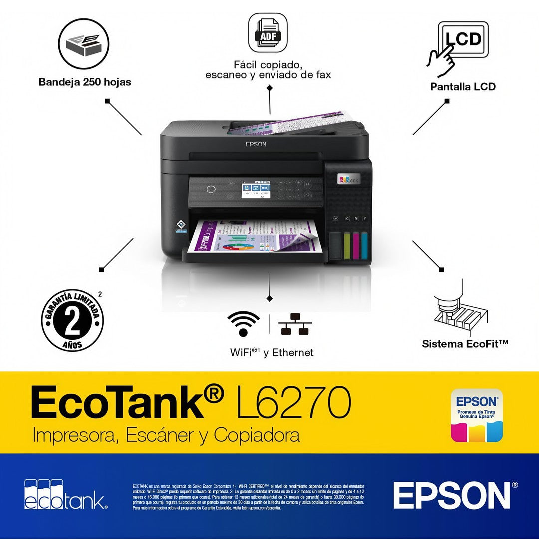 Impresora multifunción a color Epson EcoTank L6270 con wifi